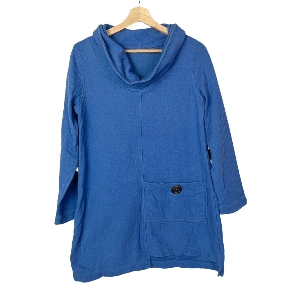 Soft Surroundings Blue Cowl Neck Long Sleeve Tunic S